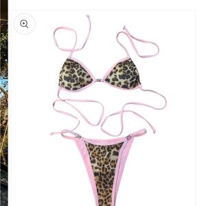 Strawberry Milk Mob Pink and Leopard Bikini